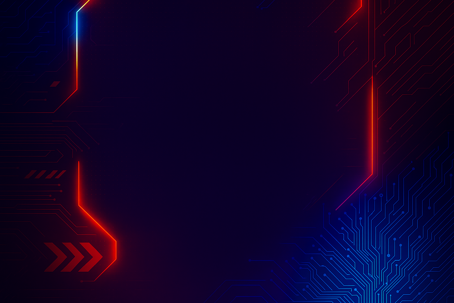 Abstract technology-themed design with red and blue lines on a dark background